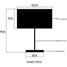 Navemu Vita Abajur ( Siyah Gövde Statik Boya /  Q18 cm Silindir Başlık / Siyah Kumaş)  JR1040100