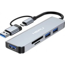 Hobimtek USB C Hub 5 In 1 Alüminyum Type C Hub Multiport Adaptör Sd Tf Kart Okuyucu 5 Port Type C Çevirici Adaptör