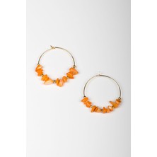 Lila Rosa Etnik Otantik Doğal Taşlı Küpe