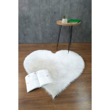 Bonny Home Kürk Halı Kalp Vizon  150 x 150  Puf Peluş Post Tüylü Dekoratif Puffy Kaymaz Yumuşak Shaggy Yolluk