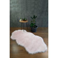 Bonny Home Kürk Halı Long Pudra 75X 150 Puf Peluş Post Tüylü Dekoratif Puffy Kaymaz Yumuşak Shaggy Yolluk