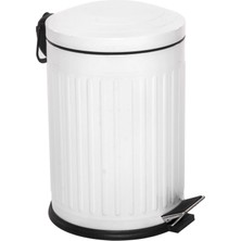 Vintage Beyaz Çöp Kovası Çöp Kutusu Çizgili Model 12 Litre