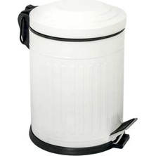 Çelik Metal 3 Litre Pedallı Çöp Kovası Beyaz Çöp Kutusu