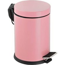 Çelik Metal 12 Litre Pedallı Çöp Kutusu Çöp Kovası Pembe