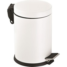 Çelik Metal 12 Litre Pedallı Çöp Kovası Beyaz Çöp Kutusu