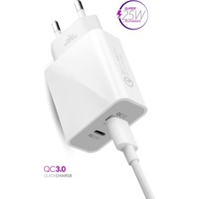 Powerway  HW25 Pd 25W+USB Qc 3.0 Çift Girişli Hızlı Şarj Başlığı(Orjinal 3 Amper Garantili)