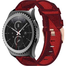 Szykd Samsung Gear S2 Klasik İçin 20 mm. Naylon Dokuma Saat Bandı - Kırmızı (Yurt Dışından)