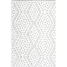 Ipek Mekik Halı Almond Ekru Gri Zigzag Çizgili Kilim