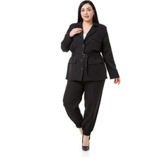 Disentis Modest Büyük Beden Ceket Pantolon Astarlı Siyah Takım