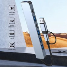 Alüminyum USB Hub 7 In 1 USB / Type-C To USB A, USB C, USB 2.0 / 3.0 Çevirici Adaptör Çok Portlu Tak Çalıştır USB Çevirici