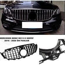 Caraks Mercedes W213 E Serisi Spor Ön Panjur Izgaralı Piano Black & Krom Şeritli 2016-2020 1. Kalite-Caraks