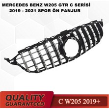 Caraks Mercedes W205 Gtr C Serisi Spor Ön Panjur Izgaralı Piano Black & Krom Şeritli 2019-2021 Arası-Caraks