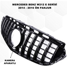 Caraks Mercedes W212 E Serisi Spor Ön Panjur Izgaralı Piano Black & Krom Şeritli 2014-2016 1. Kalite-Caraks