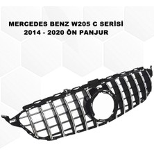 Caraks Mercedes W205 C Serisi Spor Ön Panjur Izgaralı Piano Black & Krom Şeritli 2014-2020 1. Kalite