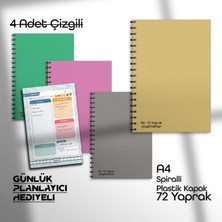 Fragman Yayınları A4 72 Yaprak 4 Adet Çizgili Okul Defteri Planlayıcı Hediyeli Plastik Kapak Spiralli