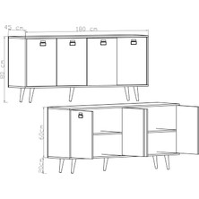 VM VERTEX MOBİLYA Mirza Modern Konsol 180 cm Safir Meşe