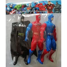 Oyuncakk Sepetim Süper Kahramanlar Işıklı Karakter Figürler Batman , Spidermn, Captan Amerika 3'lü 22 cm