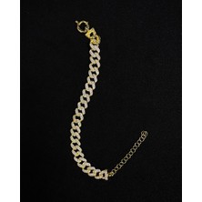 Pireksiya 925 Ayar Gümüş Taşlı Cuban Bracelet