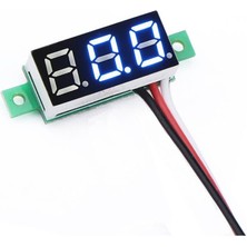 Wozlo 0.28'' Inch Dc 0-100V Mini Digital Voltmetre 3 Kablolu - Mavi Led