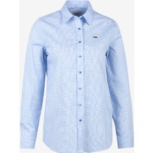 U.S. Polo Assn. Gömlek Yaka Düz Mavi Kadın Gömlek Tolt