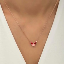 KENPAZAR 925 Ayar Gümüş Rose Minimal Kelebek Kadın Gümüş Kolye