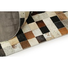 Dericibey Multi Color Patchwork Doğal Dana Derisi Halı 80 x 150 cm