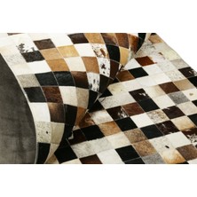 Dericibey Multi Color Patchwork Doğal Dana Derisi Halı 80 x 150 cm