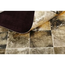 Dericibey Kahverengi & Siyah Gold Varaklı Dana Derisi Patchwork Halı 80 x 150 cm