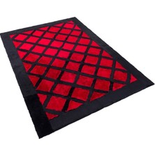 Dericibey Siyah ve Kırmızı Peluş Halı 80 x 150 cm