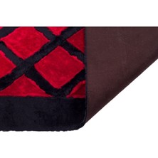 Dericibey Siyah ve Kırmızı Peluş Halı 80 x 150 cm