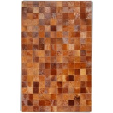 Dericibey Kahverengi Doğal Dana Derisi Patchwork Halı 80 x 150 cm
