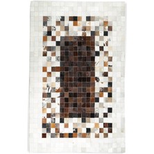 Dericibey Krem ve Kahverengi Patchwork Doğal Dana Derisi 80 x 150 cm