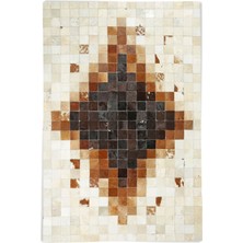 Dericibey Krem & Siyah Dana Derisi Patchwork Halı 80 x 150 cm
