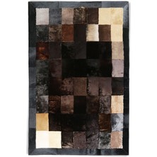 Dericibey Koyu Renk Doğal Kuzu Kürkü Patchwork Halı 170 x 240 cm