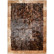 Dericibey Kahverengi Varaklı  Karamel Rengi Doğal Kürk Halı 170 x 240 cm