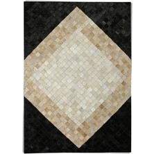 Dericibey Kare Desenli Dana Derisi Patchwork Halı 80 x 150 cm