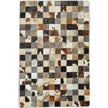Dericibey Karışık Renkli Dana Derisi Patchwork Halı 80 x 150 cm