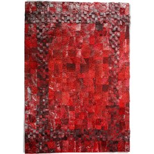 Dericibey Kırmızı Leopar Desenli Doğal Kürk Halı 80 x 150 cm