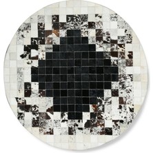 Dericibey Siyah Beyaz Desenli Patchwork Dana Derisi 90 x 90 cm