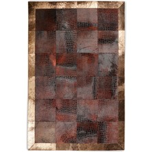 Dericibey Gold Varaklı Baskılı Doğal Dana Derisi Patchwork Halı 170 x 240 cm