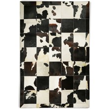 Dericibey Siyah & Beyaz Patchwork Doğal Dana Derisi Halı 80 x 150 cm