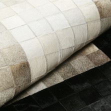 Dericibey Siyah & Gri Dana Derisi Patchwork Halı 80 x 150 cm