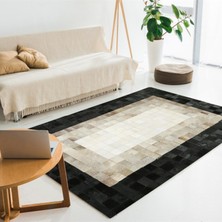 Dericibey Siyah & Gri Dana Derisi Patchwork Halı 80 x 150 cm