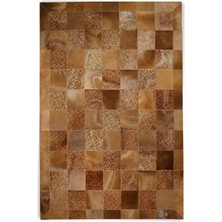 Dericibey Leopar Desenli Kahverengi Rengi Doğal Dana Derisi Halı 80 x 150 cm