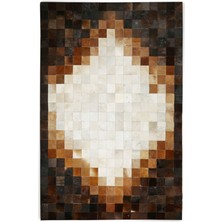 Dericibey Kahverengi & Krem Doğal Dana Derisi Halı 80 x 150 cm