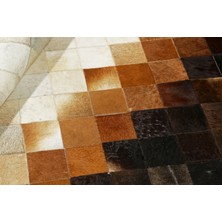 Dericibey Kahverengi & Krem Doğal Dana Derisi Halı 80 x 150 cm