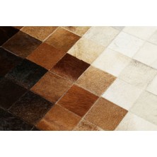 Dericibey Kahverengi & Krem Doğal Dana Derisi Halı 80 x 150 cm