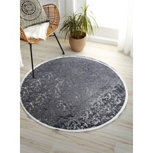 Dericibey Gold Varaklı Kuş Ayağı Modelli Gri Peluş Halı 90 x 90 cm