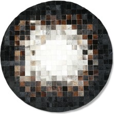 Dericibey Siyah Renk Doğal Dana Derisi Patchwork Halı 90 x 90 cm
