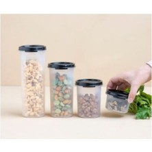 Tupperware Oval Yuvarlak Kuru Gıda Saklama Kabı 4'lü 200-440-650-890ML Siyah